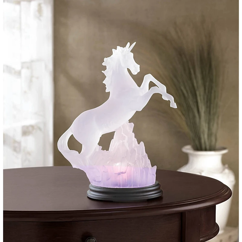Rainbow Light-Up Frosted Unicorn Figurine 7.25" x 4.75" x 10