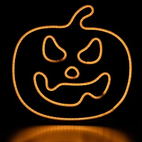 15" Orange LED Neon Style Jack-O-Lantern Halloween Window Silhouette