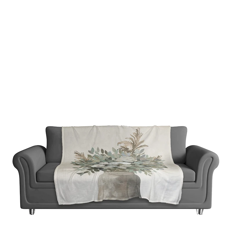 Modern Transitional Flowers 50" x 60" Coral Fleece Blanket