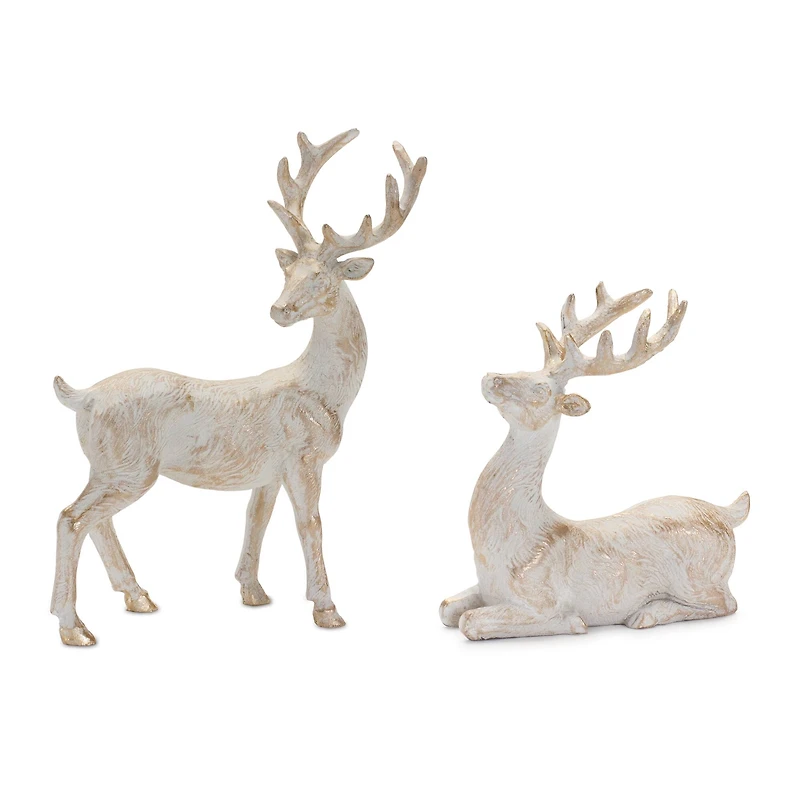 Brushed Gold Holiday Deer Figurine, 3 Packs of 2