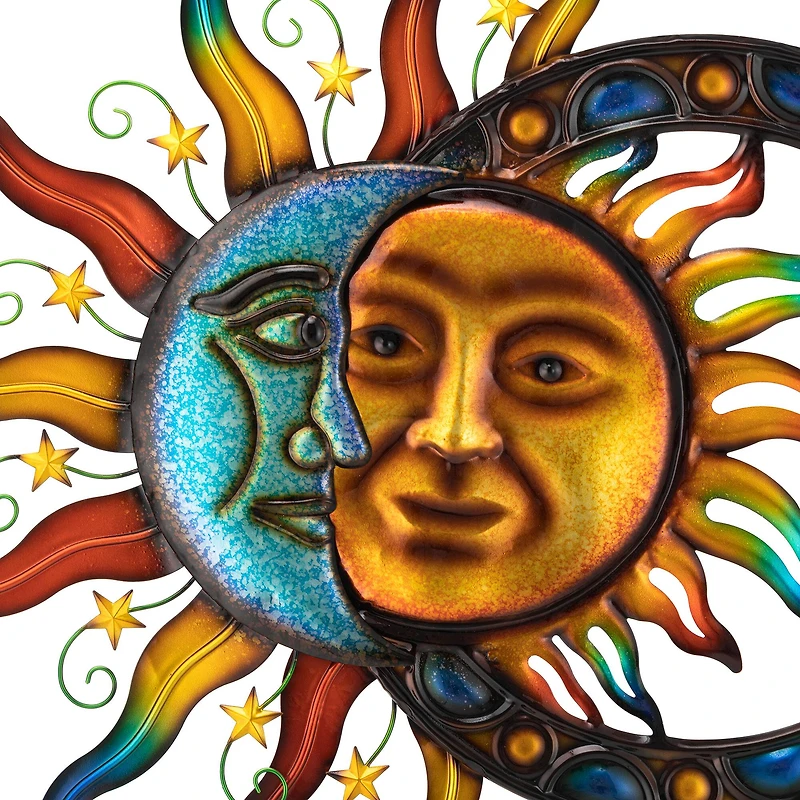Glitzhome® 33.5" Metal Sun & Moon Wall Décor