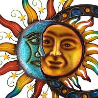 Glitzhome® 33.5" Metal Sun & Moon Wall Décor