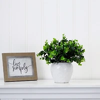 11" Artificial Boxwood Plant with Decorative Planter