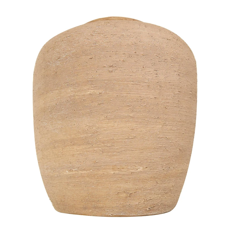 12" Beige Ceramic Wide Textured Vase
