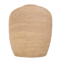 12" Beige Ceramic Wide Textured Vase