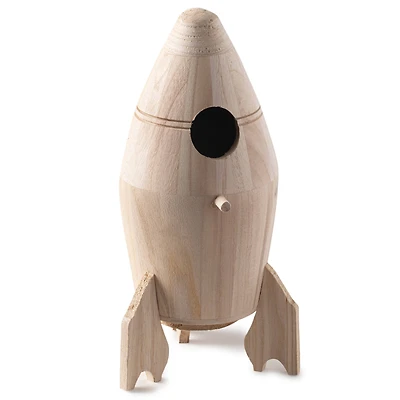 10.5" Rocket Ship Wood Birdhouse by Make Market®