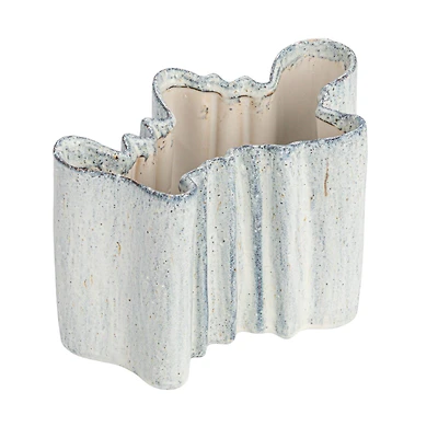 Hello Honey® 8.75" White Organic Stoneware Vase with Reactive Glaze