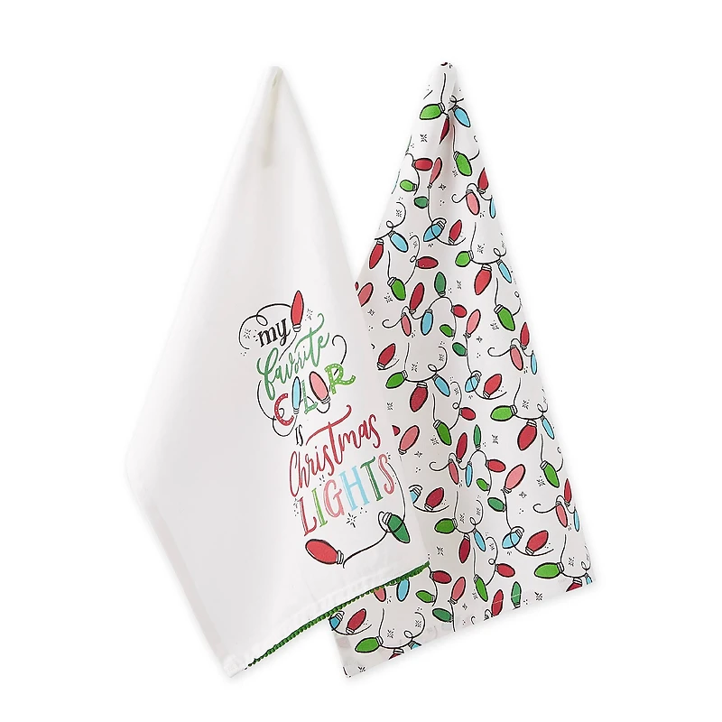 DII® Christmas Lights Printed Dishtowel Set