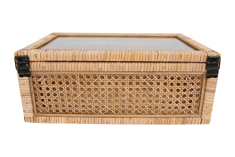 Hello Honey® Cane & Rattan Display Box with Glass Lid Set