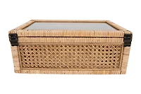 Hello Honey® Cane & Rattan Display Box with Glass Lid Set