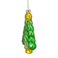 5" Pearl & Glitter Green & Gold Glass Christmas Tree Hanging Ornament