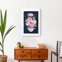 Sweet Florals On Navy 16" x 24" Canvas Wall Art
