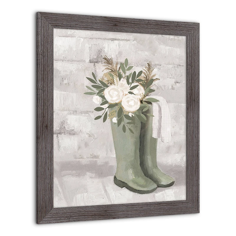 Sage Boot Florals Western Framed Print