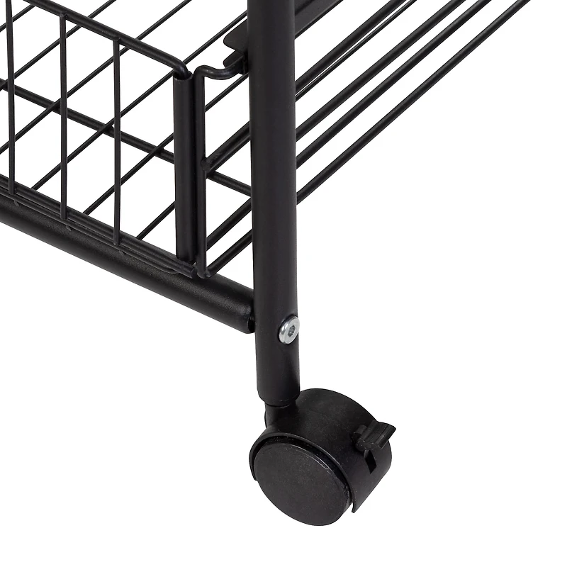 Honey Can Do Black & Natural 3-Tier Slim Rolling Cart