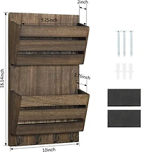 NEX™ Rustic Brown Mail and Key Holder with 4 Hooks