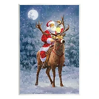 Stupell Industries Santa Riding Reindeer Landscape Wall Plaque Art