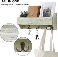 NEX™ Olive Green Wall-Mounted Wooden Key Rack with 3 Double Key Hooks