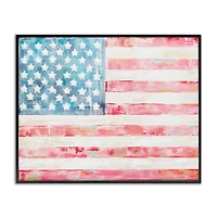 Stupell Industries Patriotic Brushed Flag Framed Giclee Art
