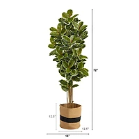 6ft. Oak Artificial Tree in Handmade Natural Cotton Planter UV Resistant (Indoor/Outdoor)