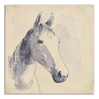 Navy Horse Sketch 30" x 30" Canvas Wall Art