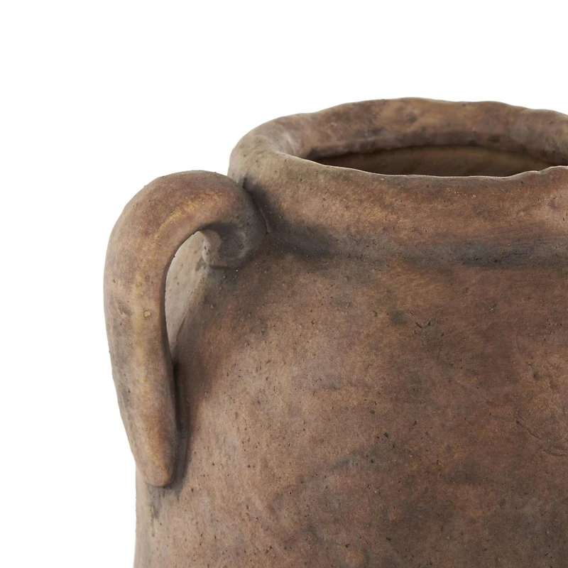 16.5" Copper Antique-Style Textured Ceramic Vase with Handles