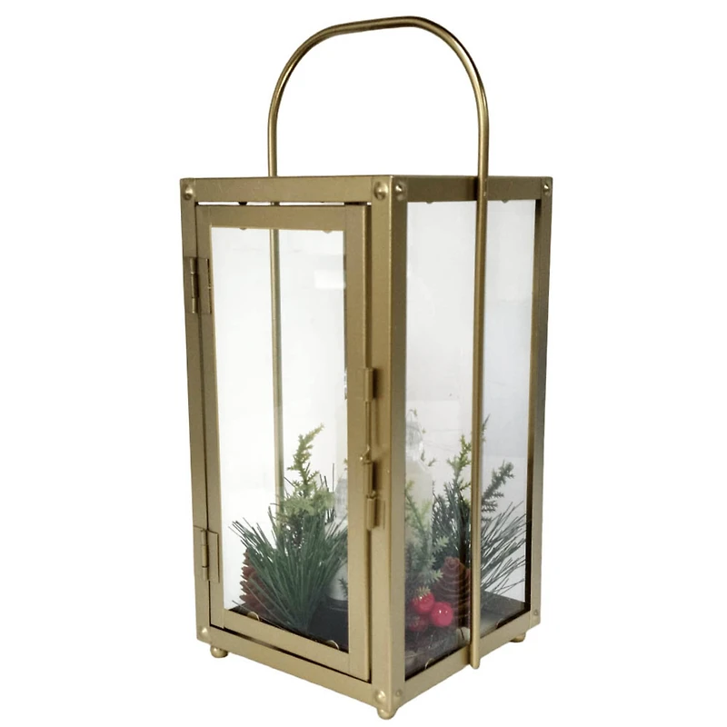 Gold Tapers & Greenery LED Lighted Lantern by Ashland