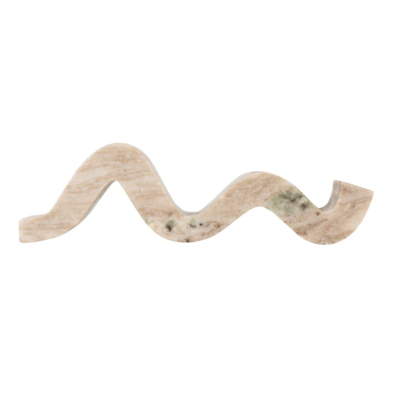 Hello Honey® 14.5" Beige Modern Marble and Brass Wave Double Taper Holder
