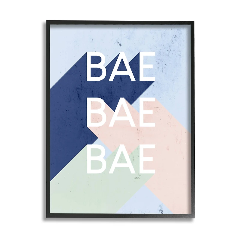 Stupell Industries Bae Bold Pop Typography Phrase Distressed Pattern Framed Wall Art