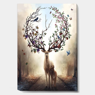 Designart - Deer With Blossoming Antlers