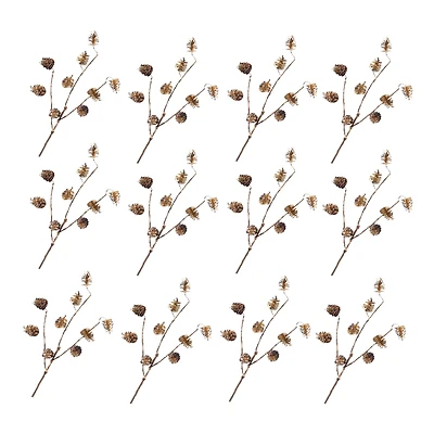 Brown & Gold Colored Pinecone Spray, 12ct.