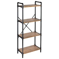 Honey Can Do Black 4-Tier Industrial Bookshelf