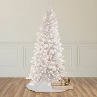 6.5ft. Pre-Lit Flocked Norway Pine Artificial Christmas Tree, Warm White LED Lights