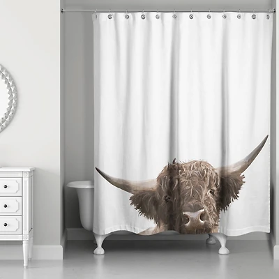 Painterly Peeking Cow 71" x 74" Shower Curtain