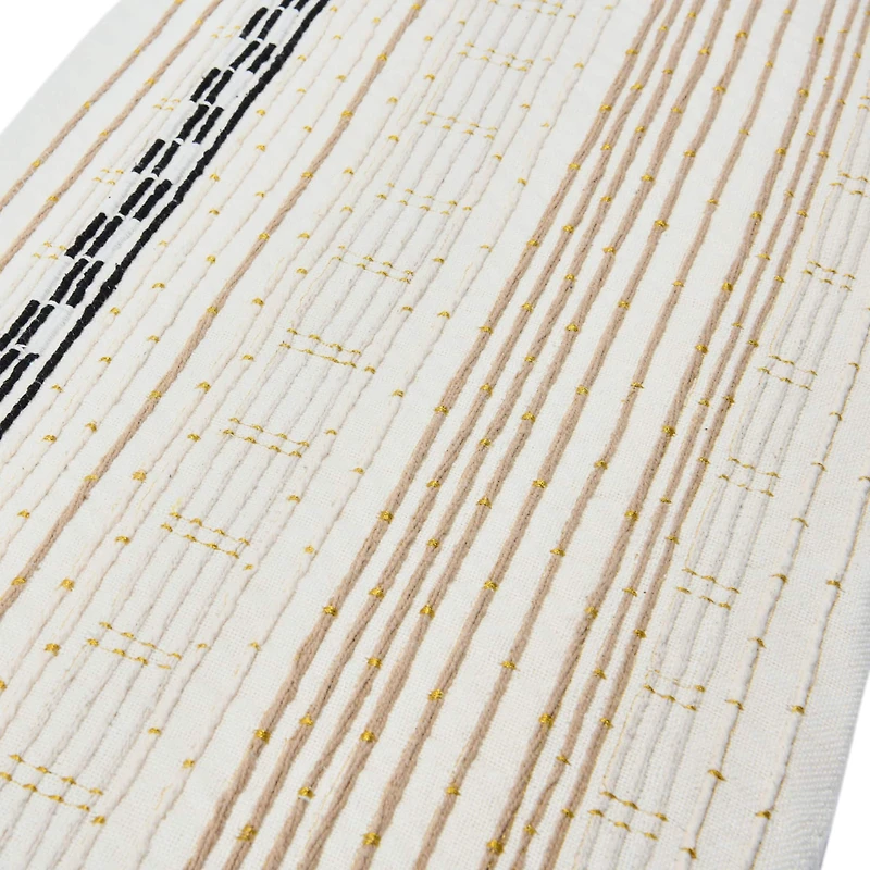 Embroidered Gold, Black & Cream Lumbar Pillow