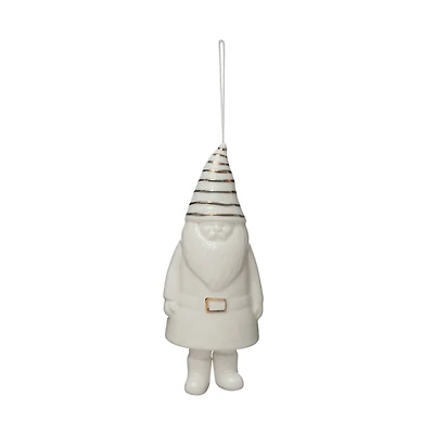 Hello Honey® 6" White Stoneware Gnome Bell with Gold Electroplating
