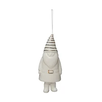 Hello Honey® 6" White Stoneware Gnome Bell with Gold Electroplating