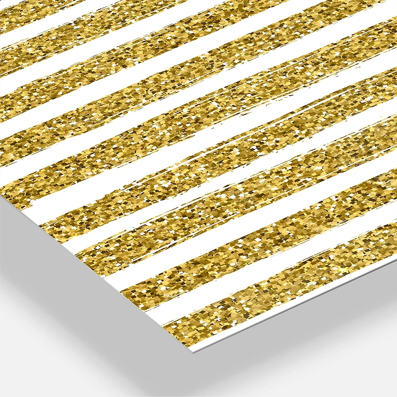 Designart 'Golden Horizontal Lines Oversized Mid-Century Modern Multipanel Wall Clock