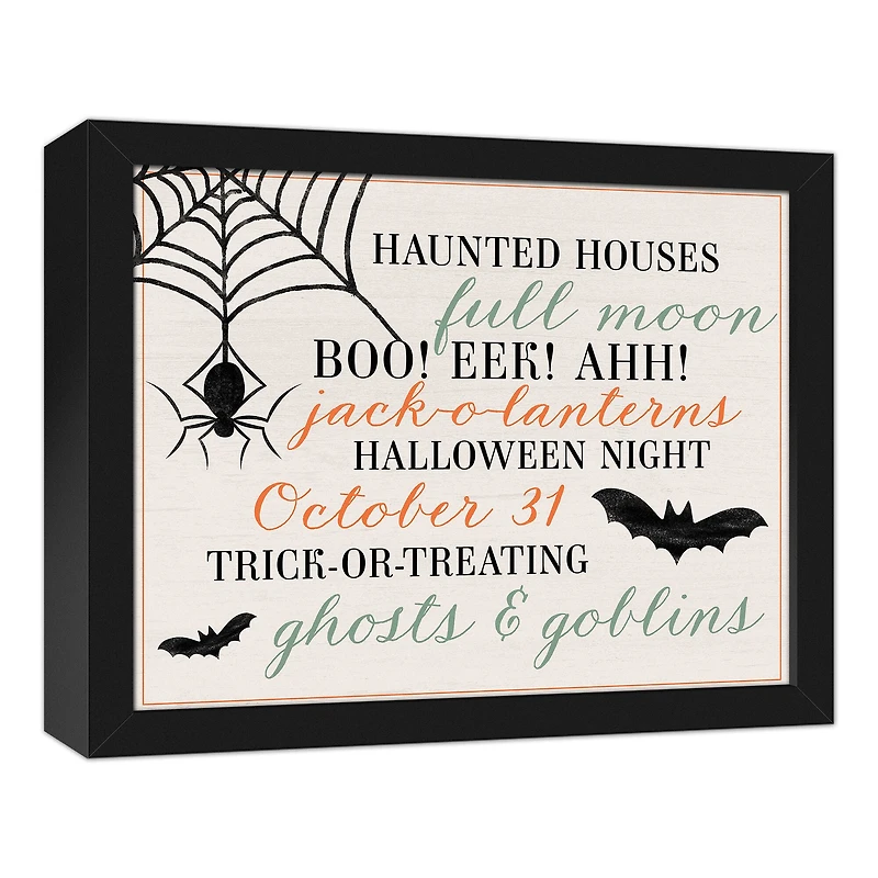 Halloween Things Black Framed Canvas Wall Art
