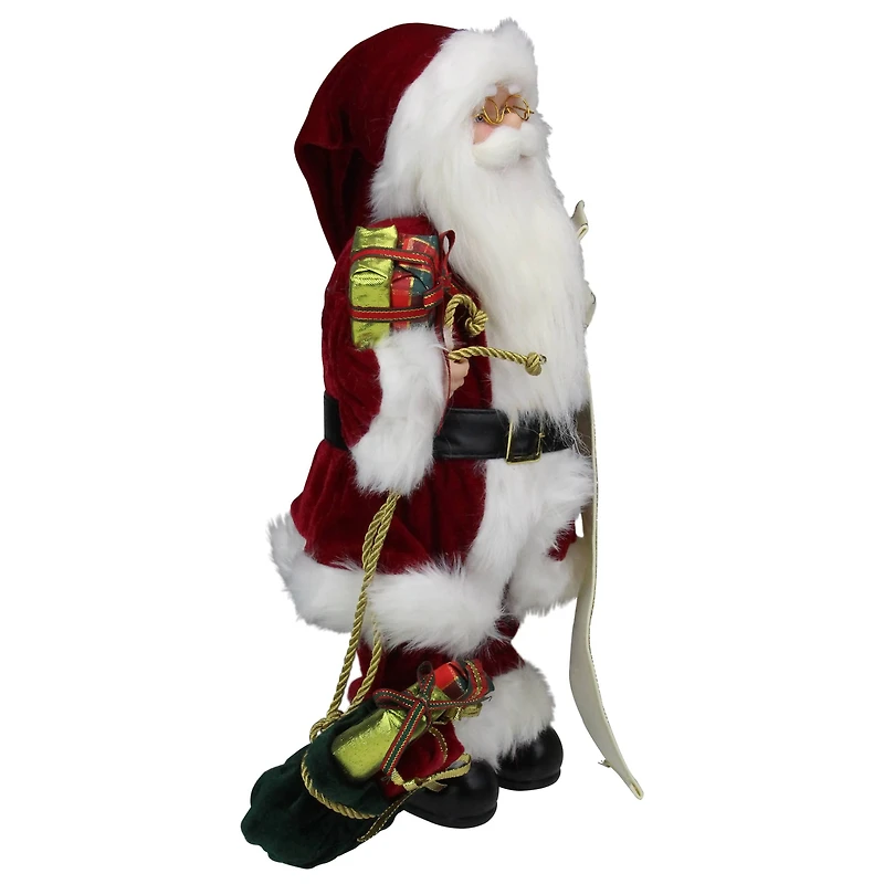16" Traditional Standing Santa Claus with Name List & Gift Bag