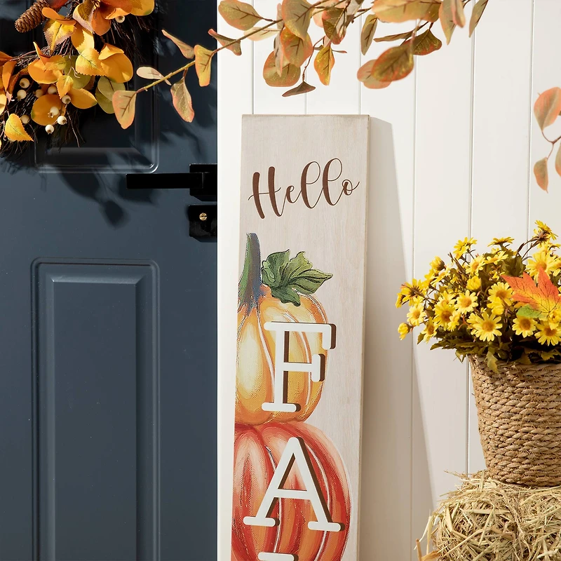 Glitzhome® 3.5ft. Hello Fall Wooden Porch Sign
