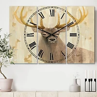 Designart 'Goldern Deer Iii Farmhouse Multipanel Wall Clock