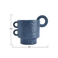Hello Honey® 9.5" Blue Modern Stoneware Planter with Handles