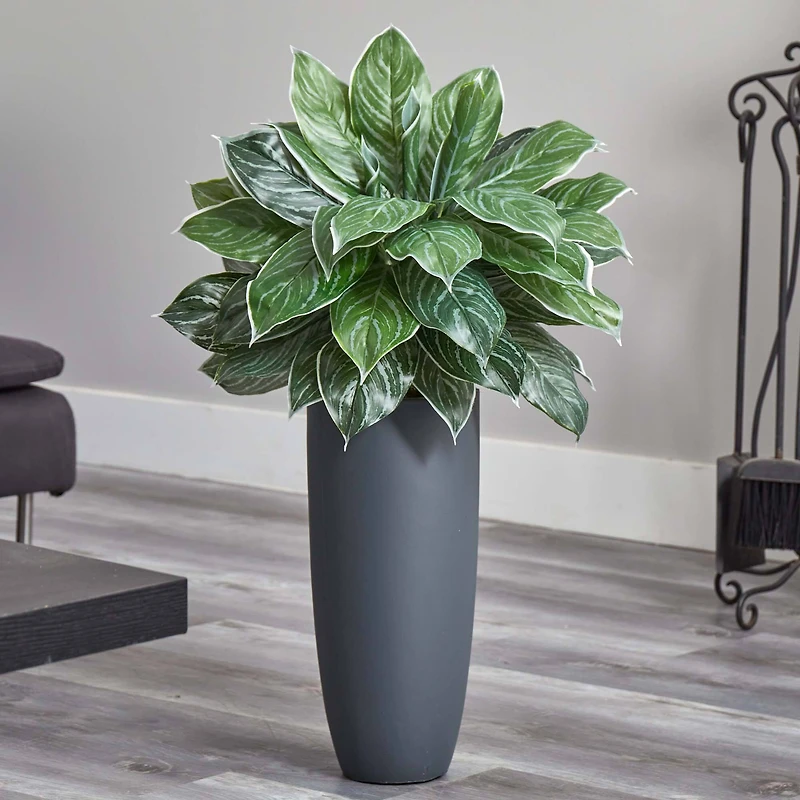 3ft. Real Touch™ Chinese Evergreen Plant in Tall Black Planter