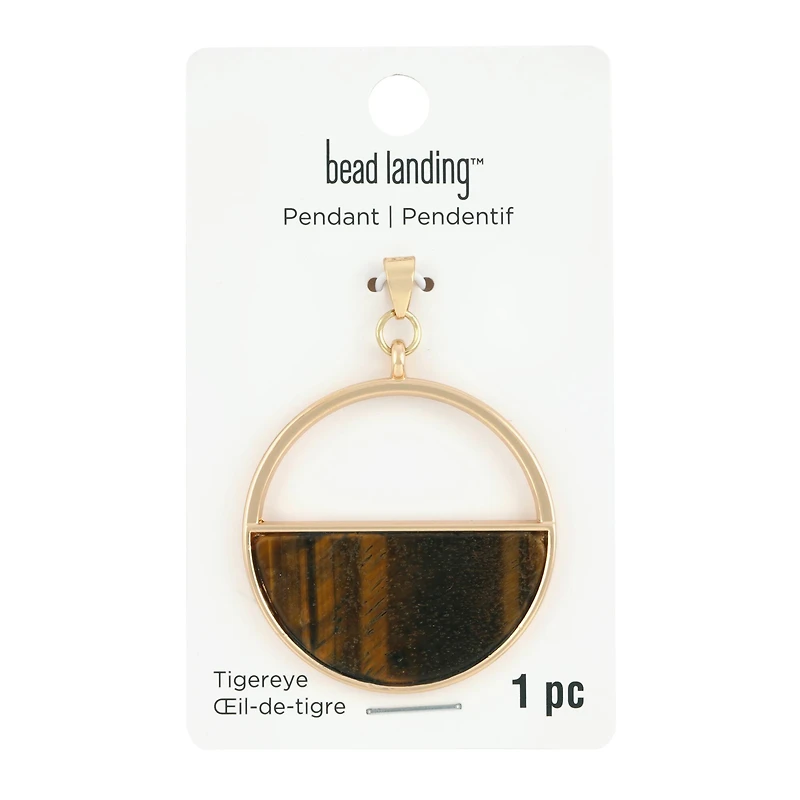 Tiger's Eye Half Circle Pendant by Bead Landing™