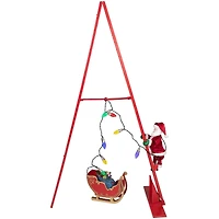4ft. Animated Lighted Musical Santa Climbing Ladder Christmas Decoration