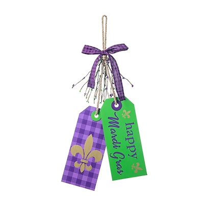 Glitzhome® 25.5" Happy Mardi Gras Day Wooden Bookmark Door Hanger