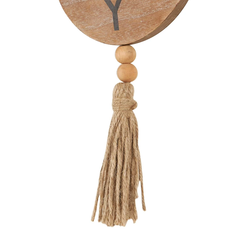 Brown Wood Bird Handmade Family Sign Wall Décor with Tassel and Bead Accents