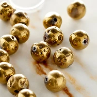 12 Pack: Gold Agate Round Beads, 10mm by Bead Landing™