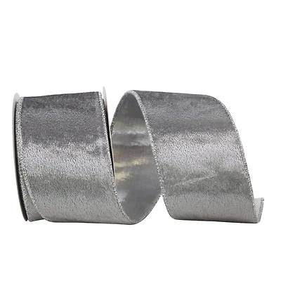 JAM Paper 2.5" x 10yd. Luxury Silver Wired Velvet Ribbon