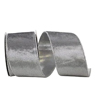 JAM Paper 2.5" x 10yd. Luxury Silver Wired Velvet Ribbon